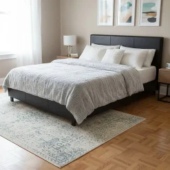 Lit ATLANTA 160x200 + 1 sommier + 1 matelas CARLTON / Noir