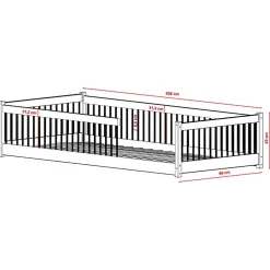 Lit au sol 90x200 sommier inclus Tamara Bois