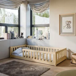 Lit au sol 90x200 sommier inclus Maya Bois