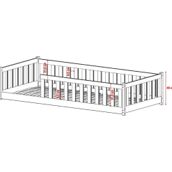 Lit au sol 90x200 sommier inclus Maya Bois