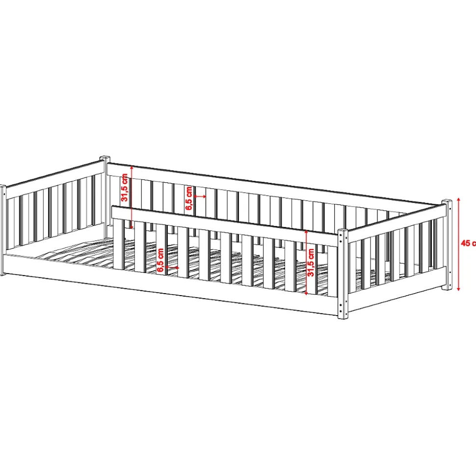 Lit au sol 90x200 sommier inclus Maya Bois