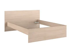 Lit avec 4 tiroirs 140 x 190 cm - Coloris : Blanc brillant et naturel - VELONA