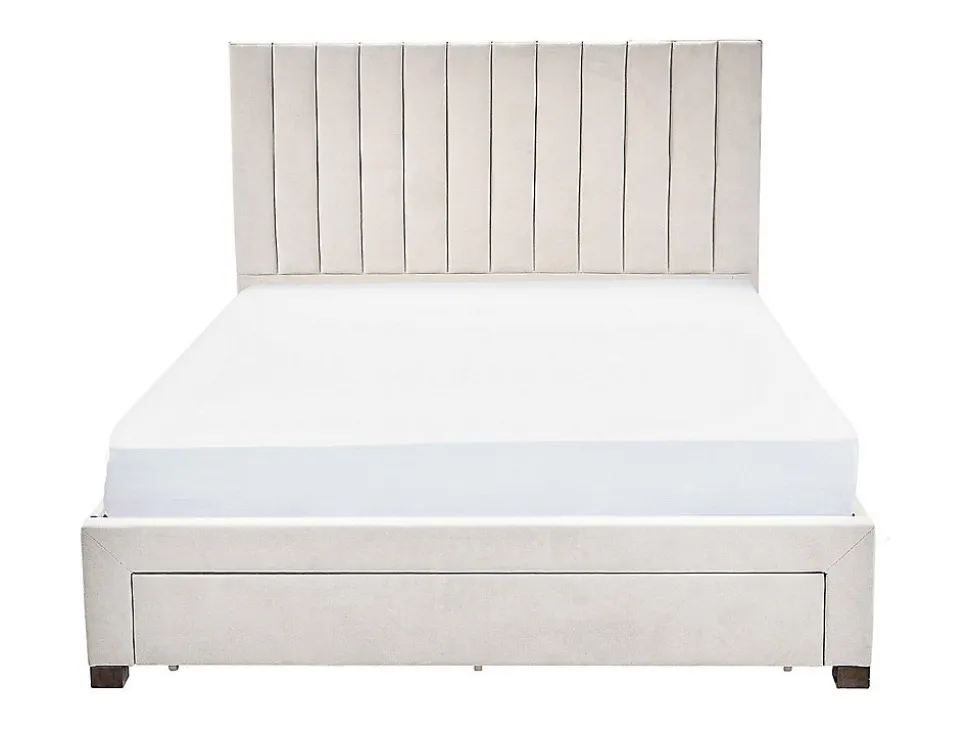 Lit avec 3 tiroirs 180 x 200 cm - Tissu - Beige - LIAKO