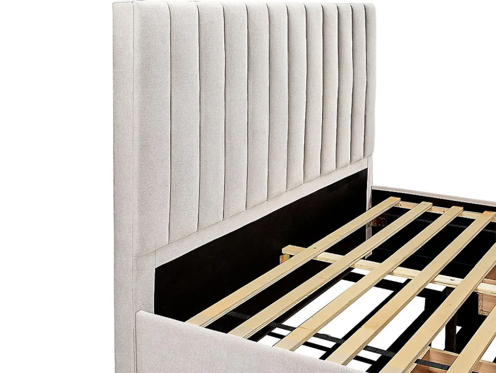 Lit avec 3 tiroirs 180 x 200 cm - Tissu - Beige - LIAKO