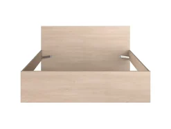 Lit avec 2 tiroirs 160 x 200 cm - coloris : Naturel et beige + Sommier - VELONA