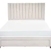 Lit avec 3 tiroirs 180 x 200 cm - Tissu - Beige + Matelas - LIAKO