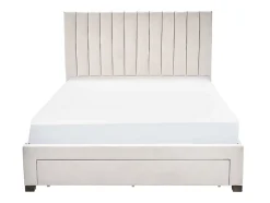 Lit avec 3 tiroirs 180 x 200 cm - Tissu - Beige + Matelas - LIAKO