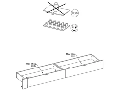 Lit avec 2 tiroirs 140 x 190 cm - Coloris : Naturel et blanc brillant - VELONA