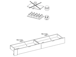 Lit avec 2 tiroirs 140 x 190 cm - Coloris : Naturel et blanc brillant - VELONA