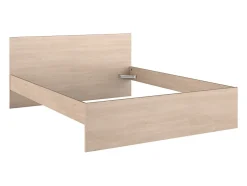 Lit avec 4 tiroirs 160 x 200 cm - Coloris : Naturel et noir + Sommier + Matelas - VELONA