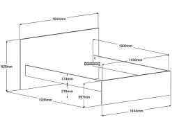 Lit avec 2 tiroirs 140 x 190 cm - Coloris : Naturel et blanc brillant + sommier - VELONA