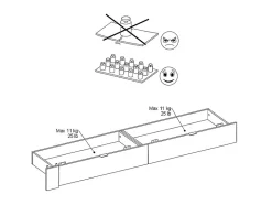 Lit avec 2 tiroirs 140 x 190 cm - Coloris : Naturel et noir - VELONA