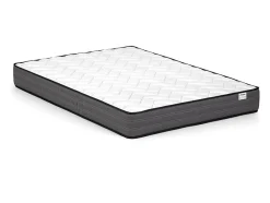 Lit avec chevets 160 x 200 cm - Avec LEDs - Coloris : Naturel et noir + Sommier + Matelas - ARIADA