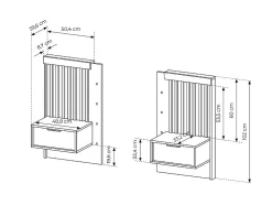 Lit avec chevets 160 x 200 cm - Avec LEDs - Coloris : Naturel et noir - ARIADA