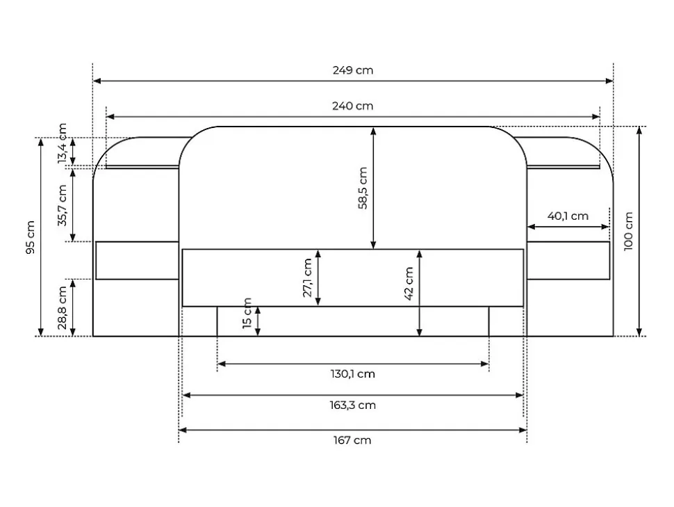 Lit avec chevets 160 x 200 cm - Avec LEDs - Coloris : Naturel et noir + Sommier - JUVISIA