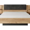 Lit avec chevets 140 x 190 cm - Avec LEDs - Coloris : Naturel et anthracite + Sommier - ELYNIA