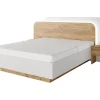 Lit avec chevets 160 x 200 cm - Avec LEDs - Coloris : Naturel et blanc + Sommier + Matelas - DESADO