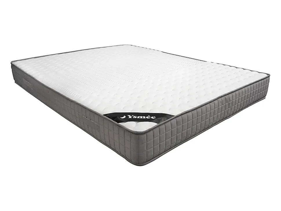 Lit avec chevets 160 x 200 cm - Avec LEDs - Coloris : Naturel et blanc + Sommier + Matelas - ELYNIA