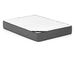 Lit avec chevets 160 x 200 cm - Avec LEDs - Coloris : Naturel et blanc + Sommier + Matelas - ELYNIA