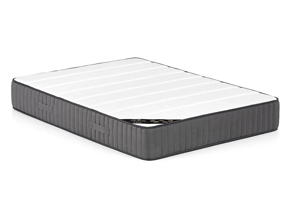 Lit avec chevets 160 x 200 cm - Avec LEDs - Coloris : Naturel et blanc + Sommier + Matelas - ELYNIA