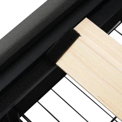 Lit avec rangement 140 x 200 cm - Lit Double avec 4 Tiroirs et LED - Lin Bois Métal - Sans Matelas - Gris