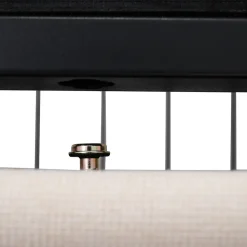 Lit avec rangement 90 x 200 cm - Lit Simple avec Ports USB et Matelas - Lin Bois Métal - avec Matelas - Beige