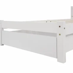 Lit avec rangement 140x200 cm - Lit double avec tiroirs et tête de lit - Pin massif + MDF - Sans Matelas - Blanc