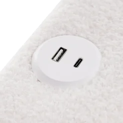 Lit avec rangement 140x200 cm - Lit double rembourré avec 4 tiroirs et fonction de chargement USB - Sherpa - Sans Matelas - Blanc