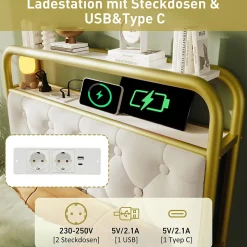 Lit avec Rangement 90x200 cm - Lit Capitonné Simple avec 2 Tiroirs, Prises USB et LED, Velours, Sans Matelas, Blanc