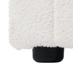 Lit avec rangement 90x200 cm - Lit simple rembourré avec 2 tiroirs et USB Type-C - Sherpa - Sans Matelas - Blanc