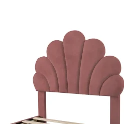 Lit avec rangement 90x200 cm simple enfant fille capitonné avec 2 ablagefächer et lattenrost, velours+bois rose, sans matelas