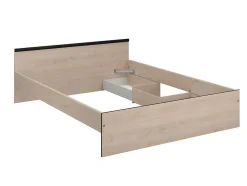 Lit avec rangements 140 x 190 cm - 2 tiroirs et 1 niche - Coloris : Naturel + Sommier - PABLO