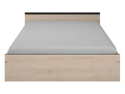 Lit avec rangements 140 x 190 cm - 2 tiroirs et 1 niche - Coloris : Naturel - PABLO