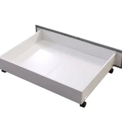 Lit avec Rangements 140x200, Lit Double Capitonné avec 2 Tiroirs, Velours Gris