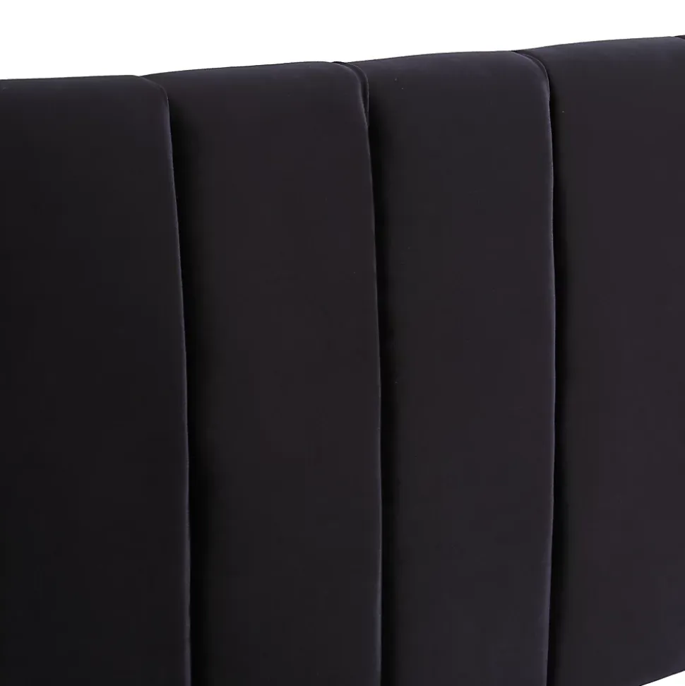 Lit avec Rangements 140x200, Lit Double Capitonné avec 2 Tiroirs, Velours Noir