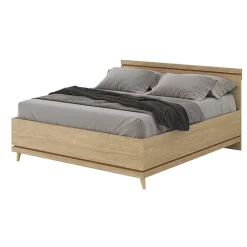Lit avec sommier NOKI 180x200 cm chene clair et moka Style scandinave