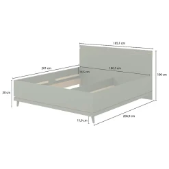 Lit avec sommier NOKI 180x200 cm chene clair et moka Style scandinave