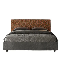 Lit avec sommier rembourré 160x200 tissu Era 04 orange Arla