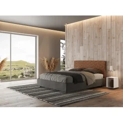 Lit avec sommier rembourré 160x200 tissu Era 04 orange Arla