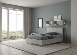 Lit avec sommier 120x190, tête de lit droite en béton Demas