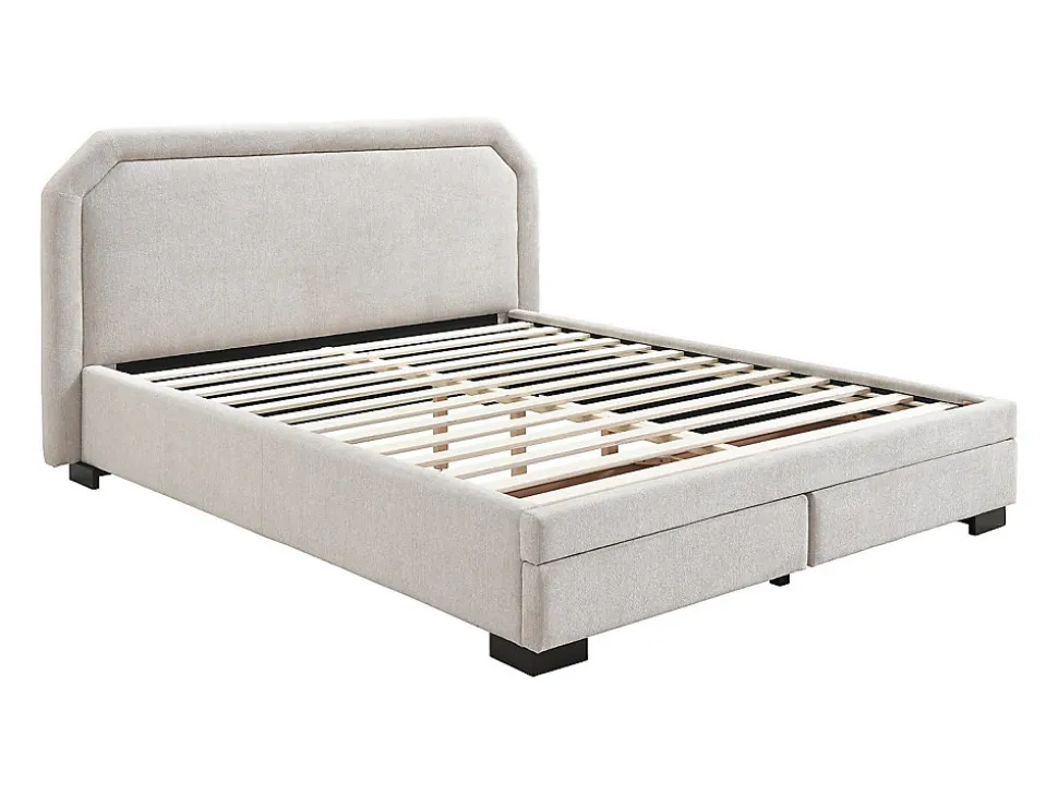 Lit avec tiroirs 160 x 200 cm - Tissu - Beige - INASTO