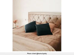 Lit avec tiroirs 180 x 200 cm - Tissu velours - Beige - LEOPOLD