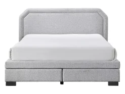 Lit avec tiroirs 140 x 190 cm - Tissu - Gris clair + Matelas - INASTO