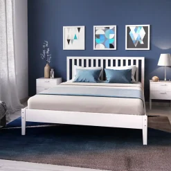 Lit avec tête à barreaux PARKER 160 x 200 cm / Blanc