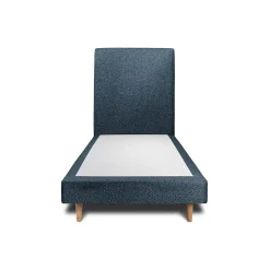 Lit avec tête de lit bouclette et sommier tapissier - Lit en bois massif