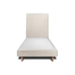 Lit avec tête de lit bouclette et sommier tapissier - Lit en bois massif