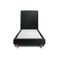 Lit avec tête de lit bouclette et sommier tapissier - Lit en bois massif