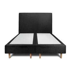 Lit avec tête de lit bouclette et sommier tapissier - Lit en bois massif