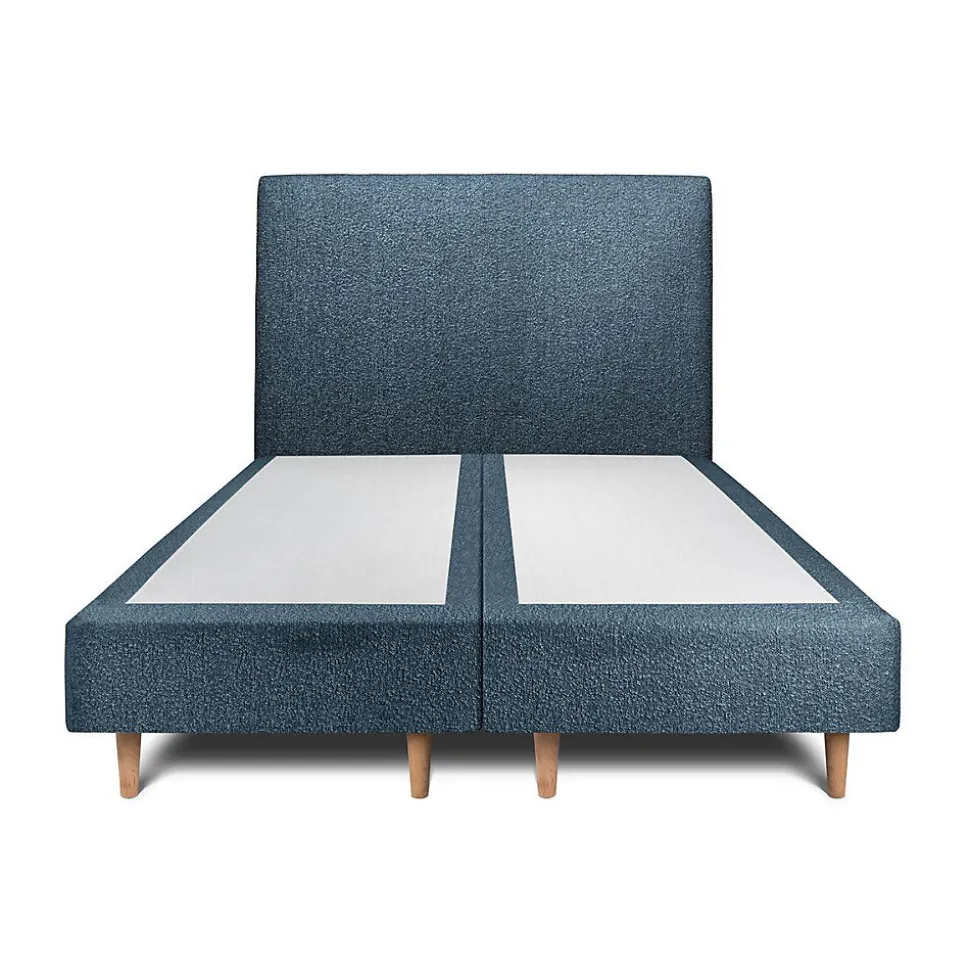 Lit avec tête de lit bouclette et sommier tapissier - Lit en bois massif