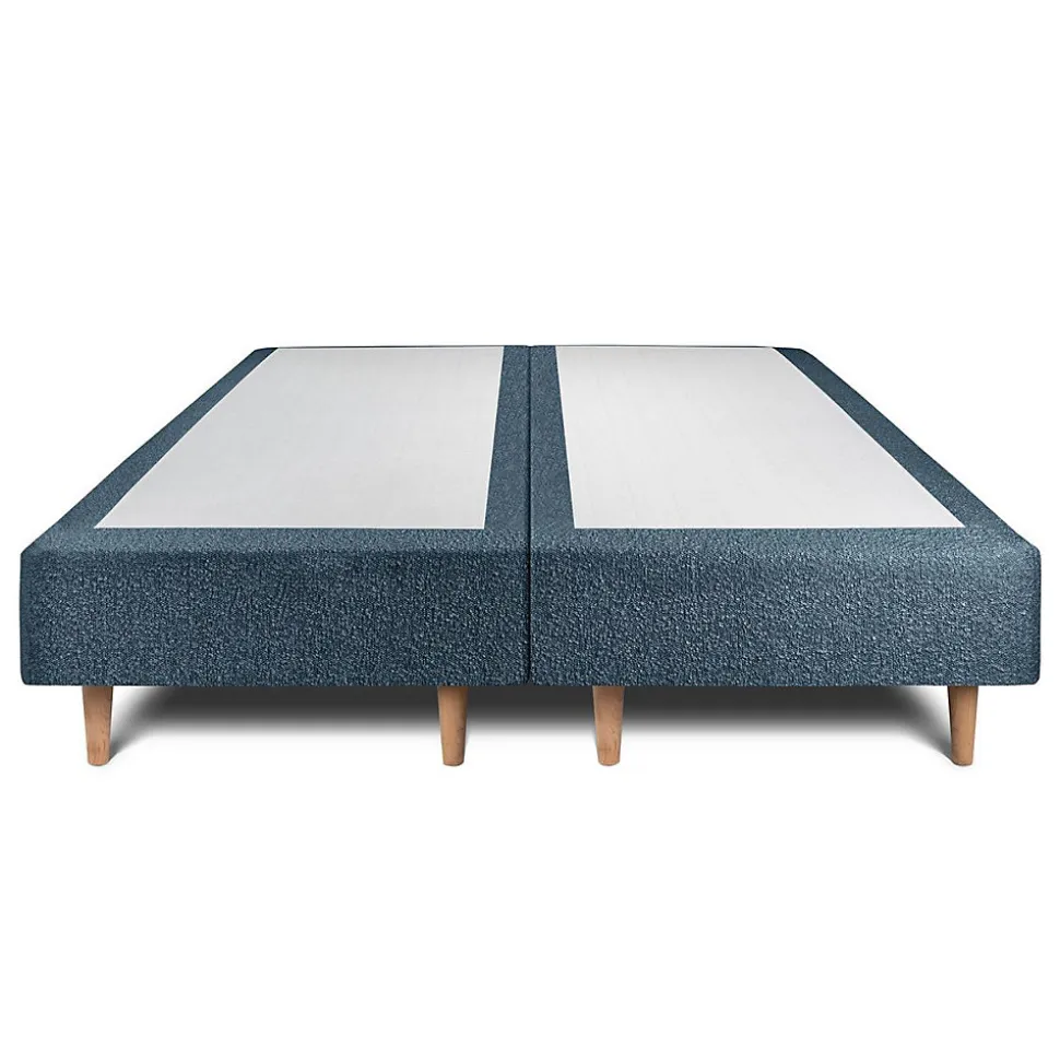 Lit avec tête de lit bouclette et sommier tapissier - Lit en bois massif